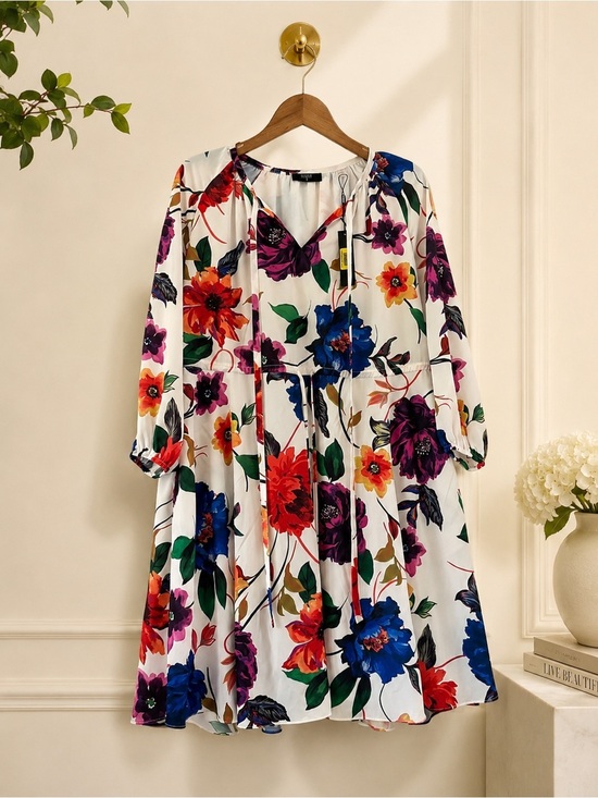 Tahari Dresses & Skirts - Tahari Floral Midi Dress Size 10 NWT Multicolor Long Sleeve $118 MSRP